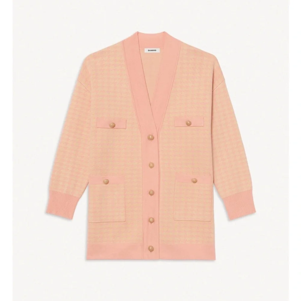 Sandro Women's Pink and Cream Cardigan - Picture 8 of 8